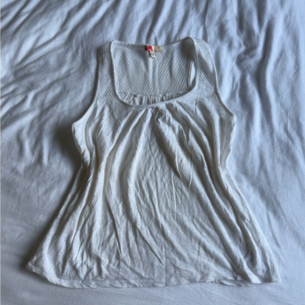 forever 21 vintage y2k 2000s aesthetic white tank top athleisure back detail